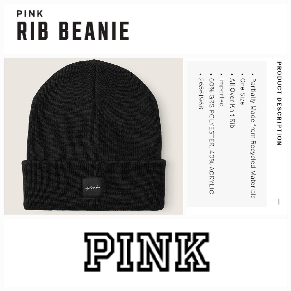 Victoria's secret pink rib beanie